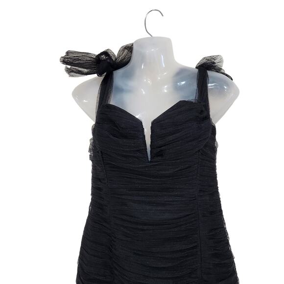 Alice McCall Goodvibes Tulle Tie Off Shoulder Fitted Mini Dress Black Size US 8 - Picture 5 of 15